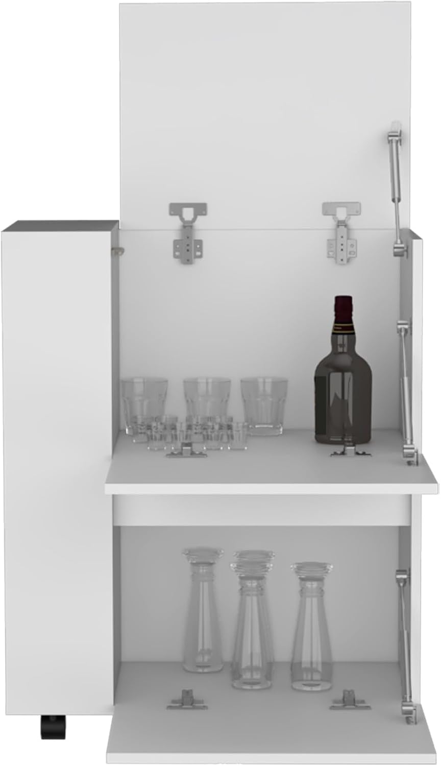 Pantry Cart Two Pull-Down Door Cabinets and Two Open Shelves, Storage Locker ...