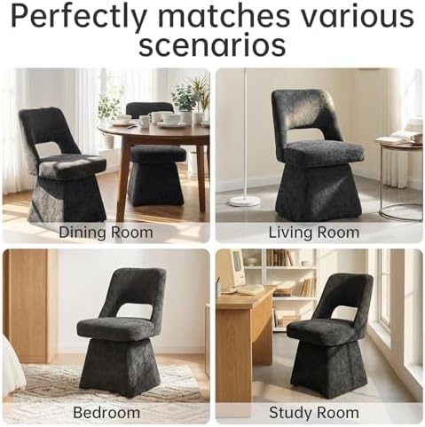 VKNOW Upholstered Swivel Dining Chairs Set of 4 with Curved Open Back