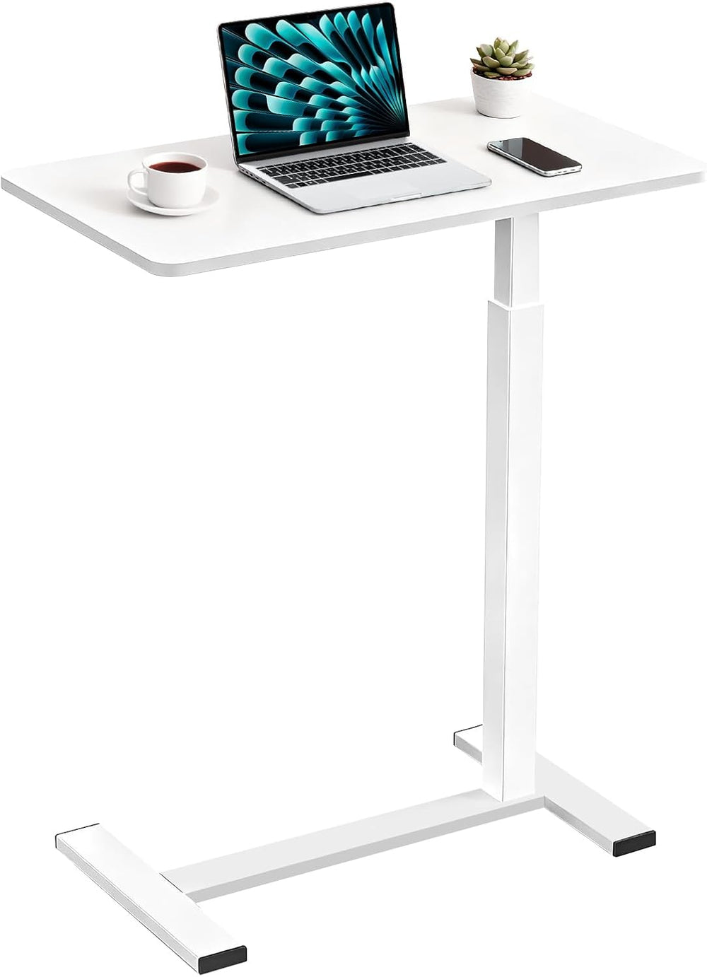 Pneumatic Adjustable Height C-Shaped End Table,Slides Under Furniture, Hospit...