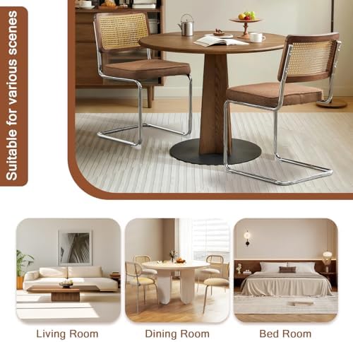 Rattan Dining Chairs Set of 2,Linen Cesca Chair Kitchen Chair,Coffee1 | VICBA...