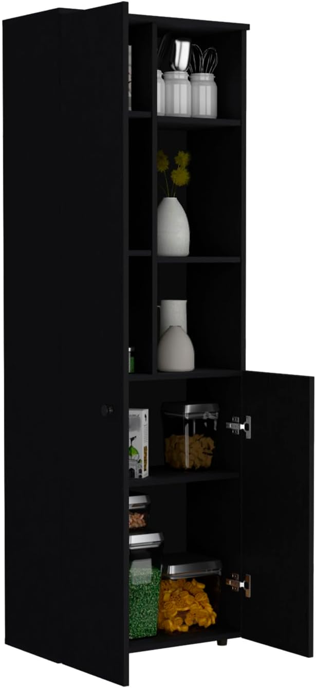 67-Inch Kitchen Pantry - Spacious Storage Cabinet with 3 Doors and 3 Exterior Shelves