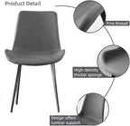 Dining Chairs Set of 2, Modern Kitchen & Dining Room Chairs, Upholstered Faux Leather Cushion Seat and Sturdy Metal Legs (2 Grey Chairs)