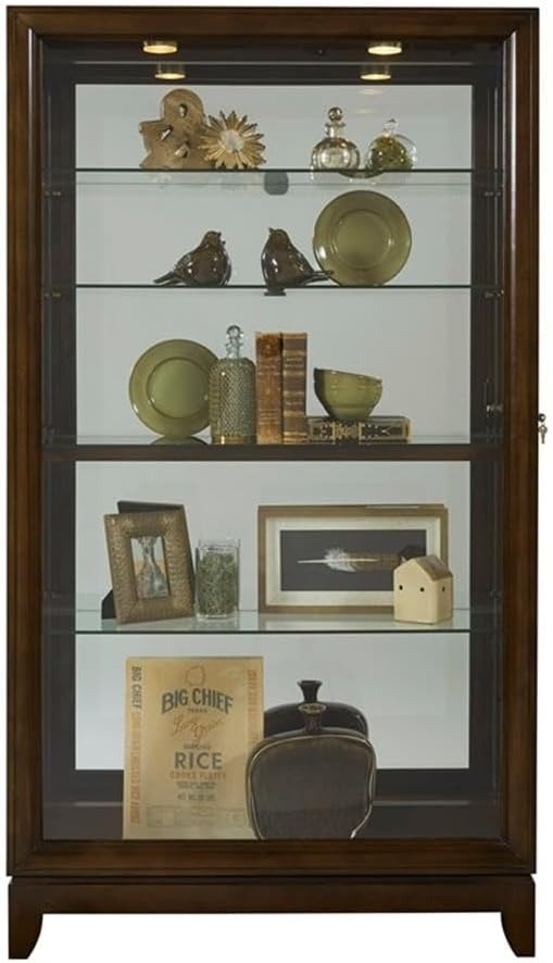 Pulaski Two Way Sliding Door Curio, 46 by 15 by 83-Inch, Chocolate Cherry Finish, Dark Brown