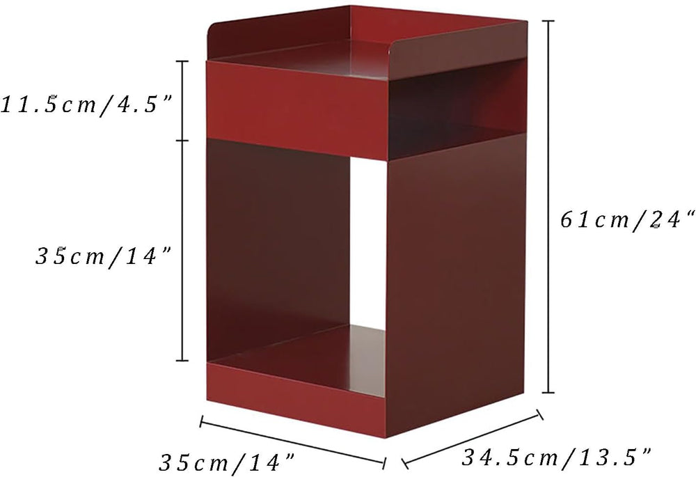 Mobile Narrow Side Table, Modern Metal End Table with 3 Tier Storage, Rolling...