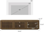 POVISON Mid Century Modern Wood Slatted TV Stand with LED Lights, Media Console for 70+ Inch TV, Entertainment Center with Storage Cabinet for Living Room, Fully-Assembled (Dark Wood, 70.87")