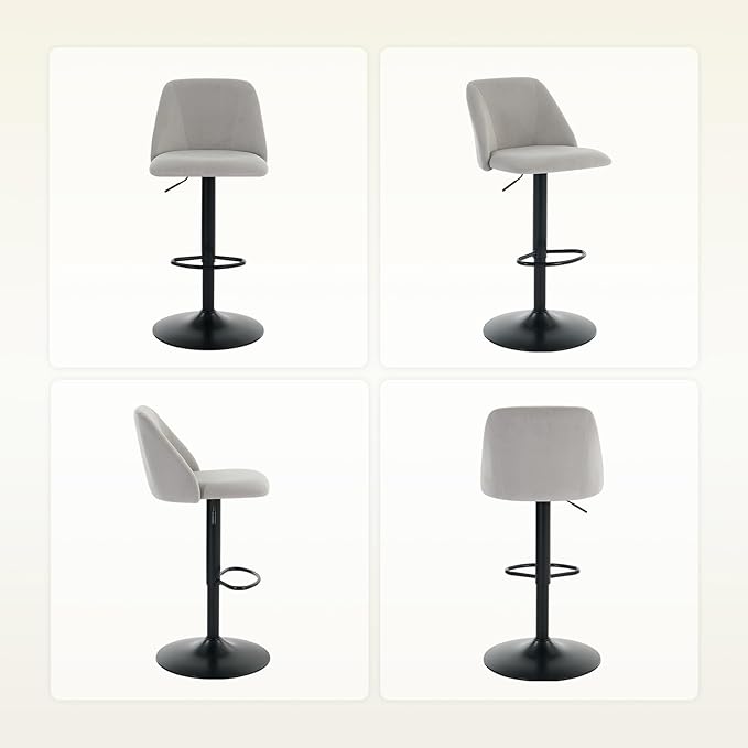 COLAMY Bar Stools Set of 2, Modern Swivel Bar Chairs, Adjustable Upholstered ...