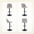 COLAMY Bar Stools Set of 2, Modern Swivel Bar Chairs, Adjustable Upholstered Barstools Counter Height with Full Backrest for Bar, Dining Room, Kitchen Island, Grey
