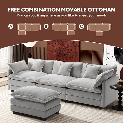 Ihanherry 111.4" L Shaped Modern Sofa Modular Sectional Cloud Couch with...