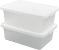 14 Quart Clear Storage Box, Underbed Plastic Latch Box with White Lids, 2-Pack