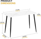 Garden 4 you Wood Dining Table for 4-6 People, Modern Rectangular Indoor Dinner Table, 47" Metal Frame Kitchen Table with Legs for Kitchen, Dining Room, Living Room, White