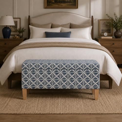 HomePop 36" Decorative Storage Bench - Blue Geometric Pattern
