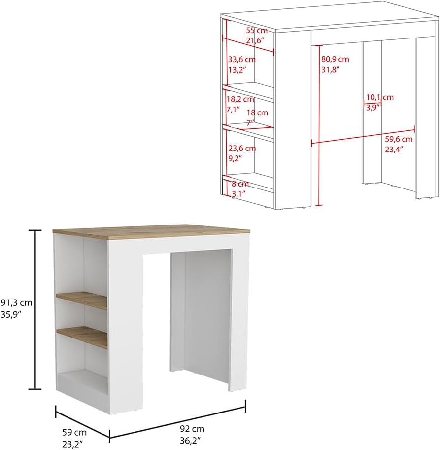 Kitchen Island with 3-Side Shelves Multicolor Engineered Wood | Includes thre...