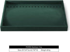 Velvet Jewelry Display Tray For Bracelet Pendant Necklace, Multi-Slot Stackable Storage Tray For Long Chain Jewelries, Drawer Insert Jewelry Organizer (Green)