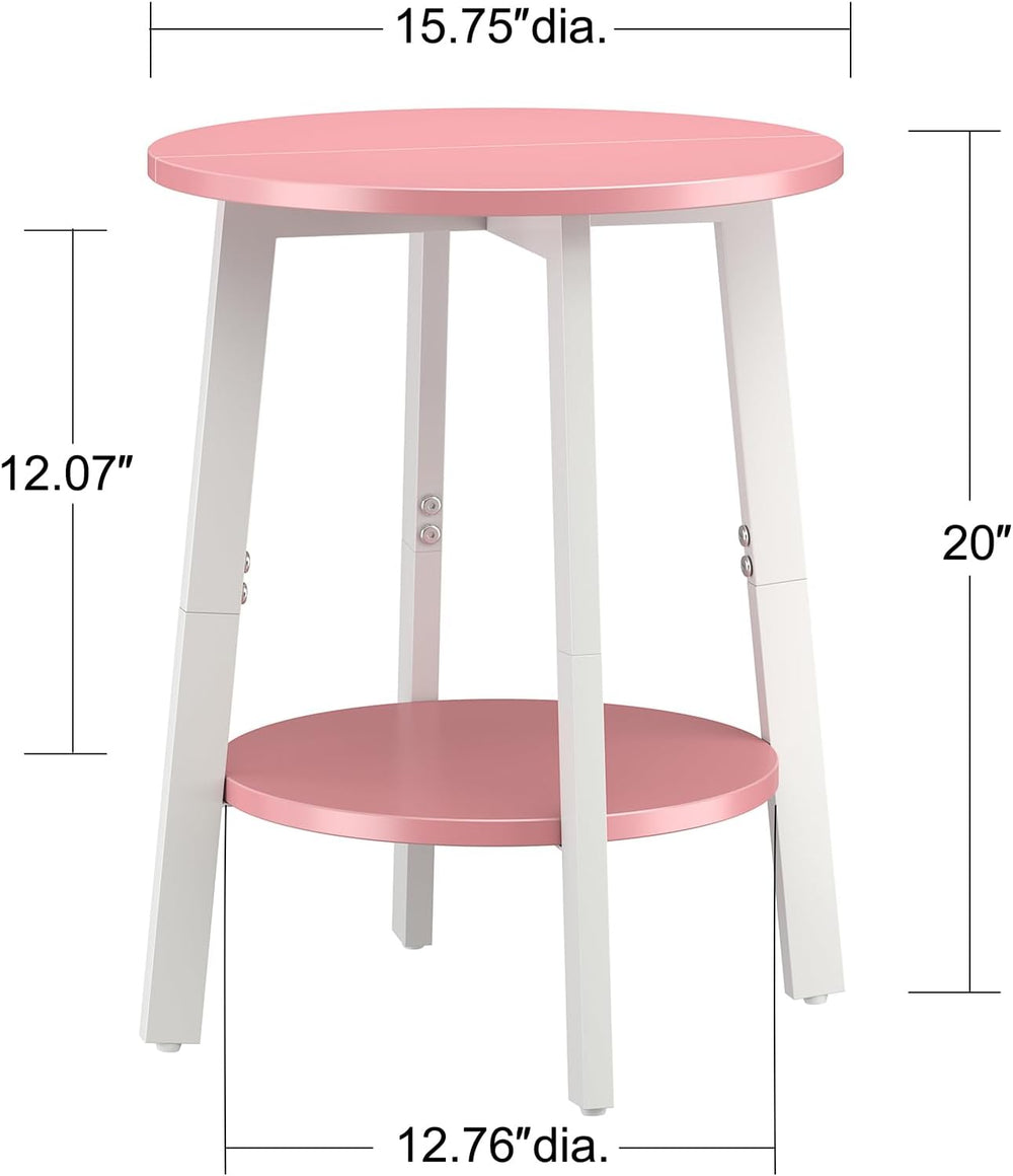 sthmec Side Table Set of 2, Small Round End Table with Storage Shelf for Smal...