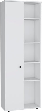 23.6" D*11.8" W*66.9" H White Corner Kitchen Pantry, 8 Shelves & Single Door, Wood Freestanding Storage Cabinet, for Living Room, Dining Room