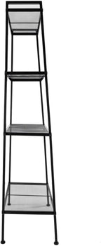 4-Tier Wide Ladder Bookshelf, Black Iron Storage Shelf with Mesh Shelves, Stable Open Display Rack for Living Room, Bedroom, Study and Home Organization