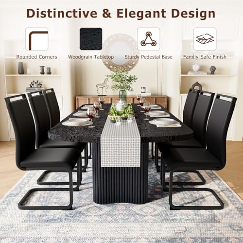 Dining Table Set for 10, 79'' Large Black Dining Room Table Set with ...