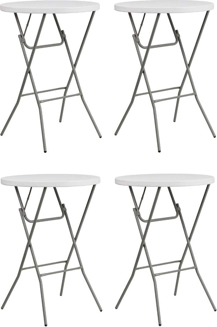 Flash Furniture 32" Round Granite White Plastic Bar Height Folding Table...