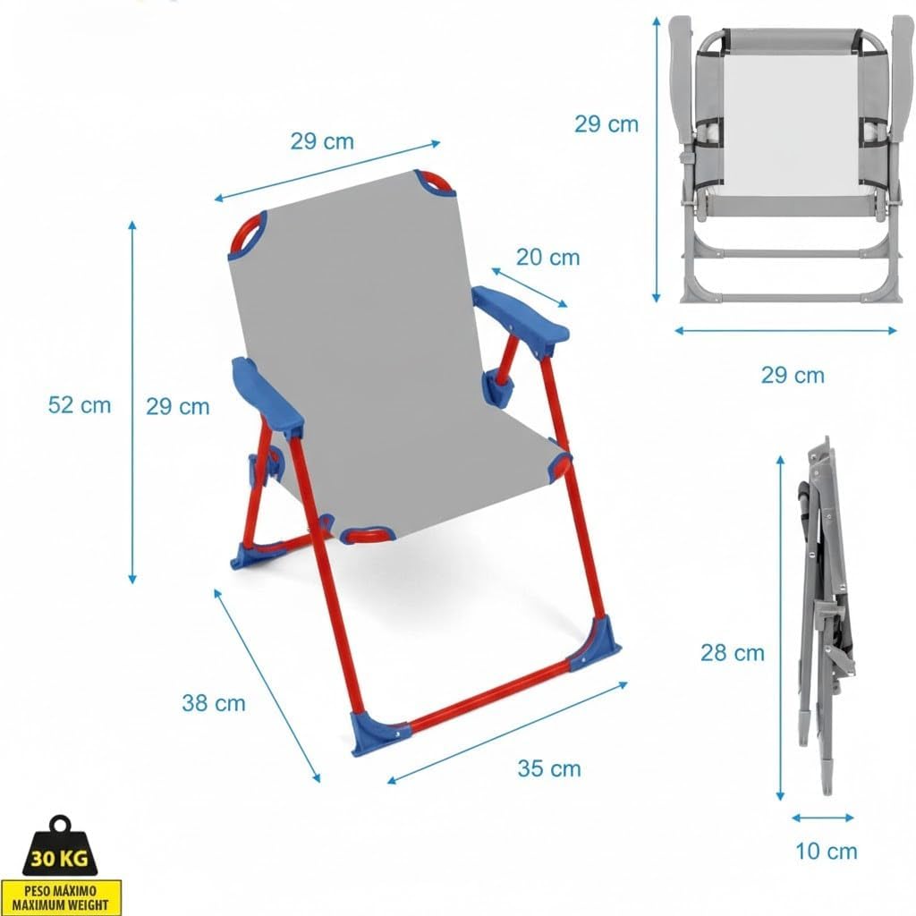 Official Licensed Folding Children's Chair with Arms – Compact and Lightweight – Easy to Clean – Ideal for Indoor and Outdoor Use – Supports up to 30 kg (Stitch 5695)