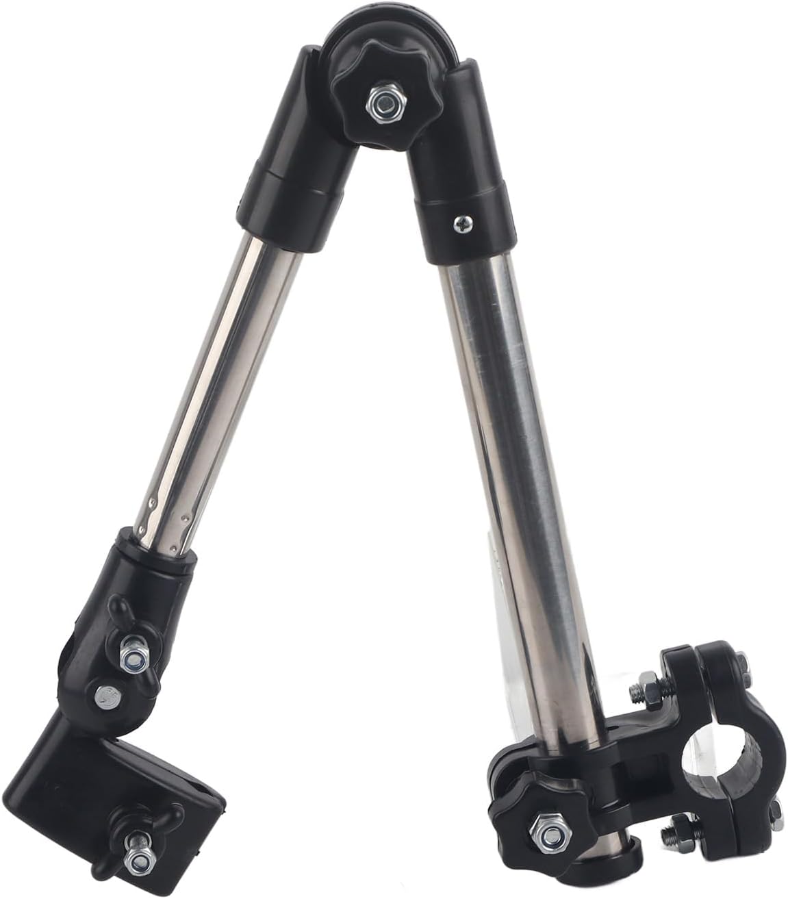 Umbrella Mount Holder, 360 Degree Adjustable Telescopic Stretch Umbrella Stand Bracket Universal Stainless Steel Clamp for Stroller, Bicycle, Wheelchair, Fishing Chair (Black)