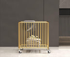 Easyars Rolling Laundry Hamper with Wheels,Large-size Metal Laundry Basket Cart,Clothes or Linen Storage Organize Hamper Bin for Living Room,Bathroom,Closet or Children Bedroom,Gold