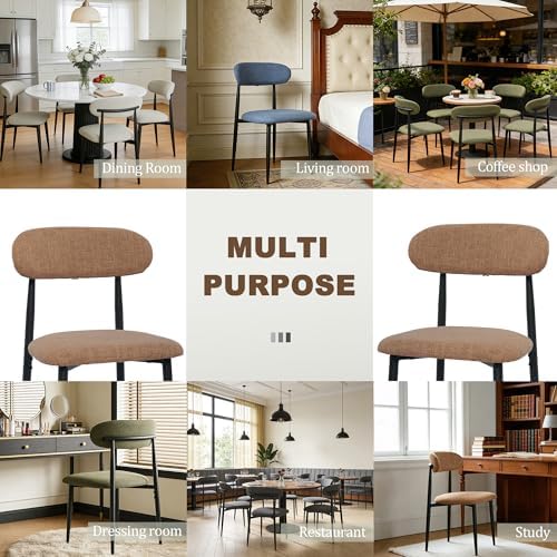 FREKEN Modern Upholstered Dining Chairs Set of 4, Mid-Century Metal Frame Lin...
