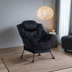 HollyHOME Fabric Large Lazy Chair for Living Room Chair Accent Reading Chair Cozy Lounge Chair with Armrest Leisure Sofa Chair for Bedroom, Dorm, Black