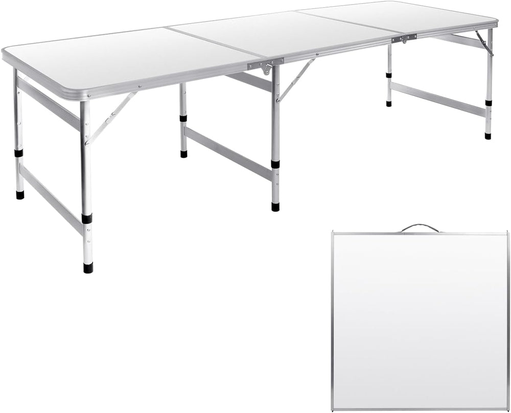 Moosinily Camping Table 6FT Folding Table Large 3 Adjustable Height Portable ...