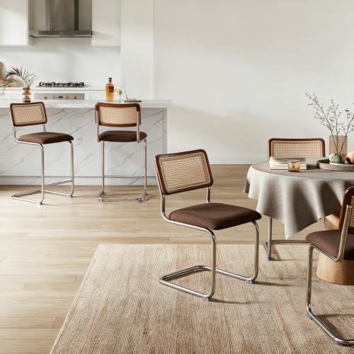 GrandNoor Natural Rattan Dining Chairs Set of 2, Cesca Design Kitchen Chair