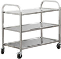 uyoyous 3 Tier Stainless Steel Utility Cart 37"x20"x37" Commercial Heavy Duty Rolling Cart Food Storage Service Trolley with 360°Rotatable Wheels for Kitchen Hotel Restaurant Home Use
