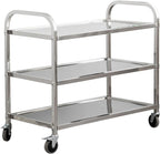 uyoyous 3 Tier Stainless Steel Utility Cart 37"x20"x37" Commercial Heavy Duty Rolling Cart Food Storage Service Trolley with 360°Rotatable Wheels for Kitchen Hotel Restaurant Home Use