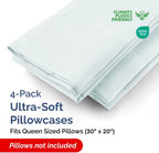 Queen Pillow Cases - 4 Pack - Super Soft Pillowcase Covers - Envelope Enclosure - Hotel Quality Pillow Protectors - Wrinkle Free, Shrink and Stain Resistant - Machine Washable - 20" x 30" (Ice Blue)