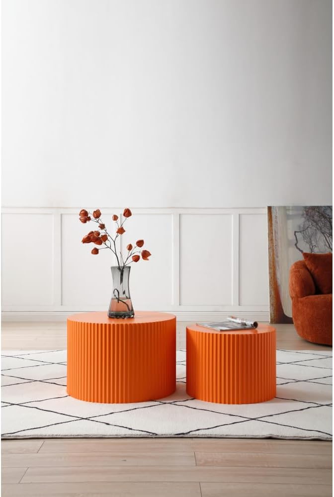 Nesting Table Set of 2, MDF Coffee Table Set for Living Room/Leisure Area (Or...