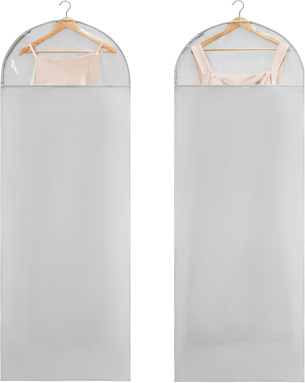Carbrea 66" Garment Bag for Hanging Clothes, Dress Bags for Gowns, 2 Pack | Heavy-duty Materials, With Clear Window, Side Zipper for Easy Access, Ideal for Closet Wardrobe Storage, Travel Use