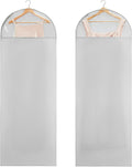 Carbrea 66" Garment Bag for Hanging Clothes, Dress Bags for Gowns, 2 Pack | Heavy-duty Materials, With Clear Window, Side Zipper for Easy Access, Ideal for Closet Wardrobe Storage, Travel Use