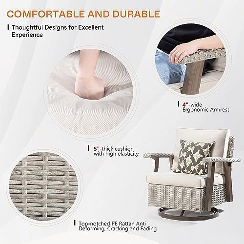Joyside Outdoor 360° Swivel Rocker Patio Chairs Sets of 2 and Matching Side T...