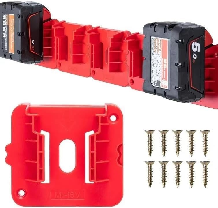 Tool Holder and Battery Holder for Milwaukee M18 18V, 10 Pack power hanger Wall Mount Organizer Storage Shelf with Screws