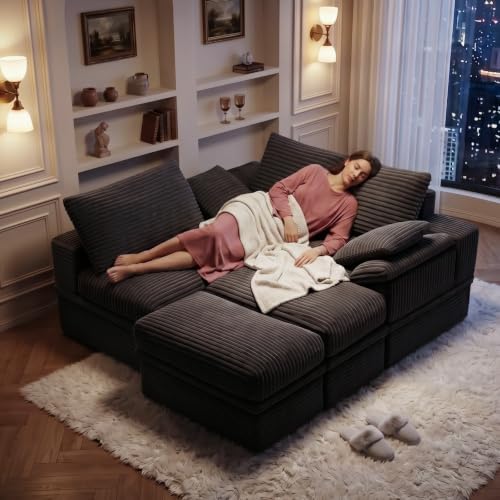 107" Modular Sectional Sofa Couch with Storage,U-Shape 3 Seat Comfy Mode...