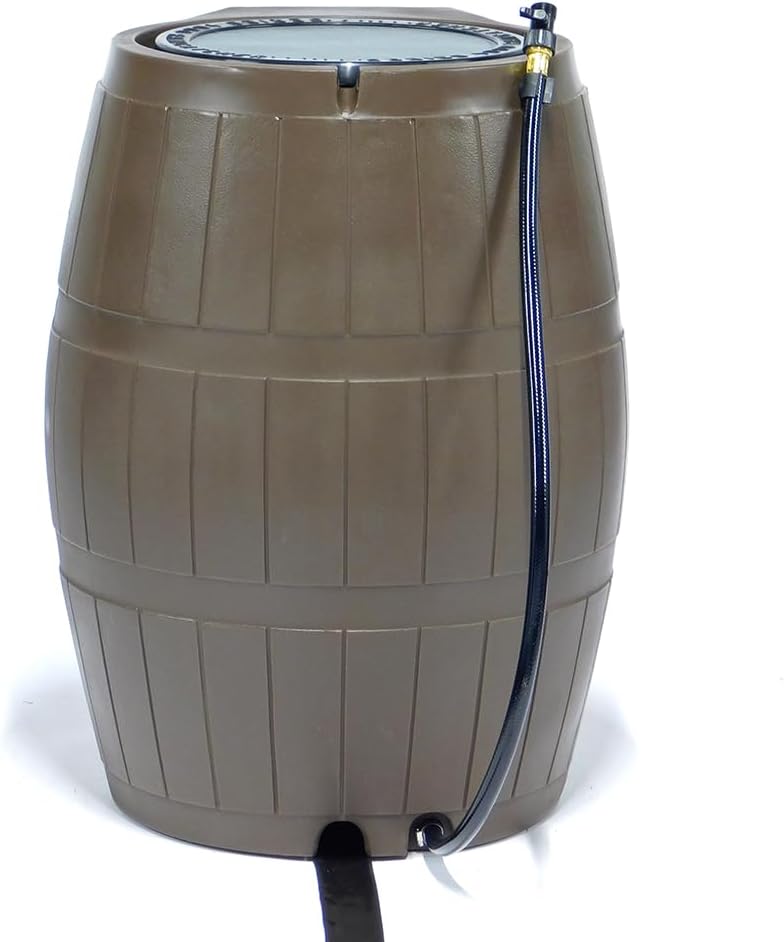 FCMP Outdoor Raincatcher 4000 Rain Barrel, Flat-Back Rainwater Catcher with S...