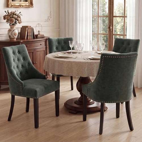 LSSBOUGHT Tufted Dining Chairs, Upholstered Accent Chairs with Nailhead Trim ...