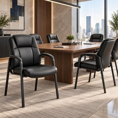 Simple Deluxe Office Guest Chair with Padded Arm Rest No Wheels, Waiting Room...