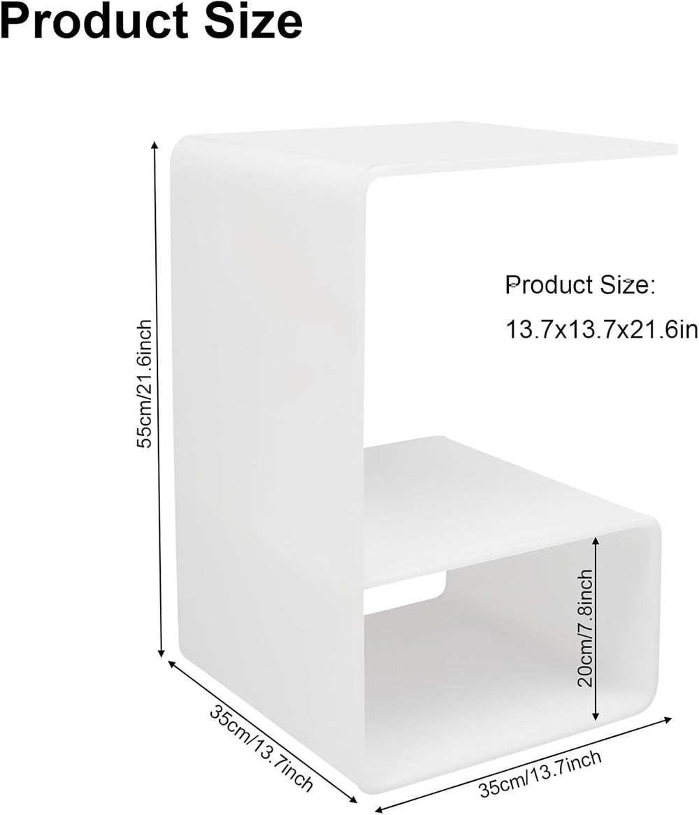 Acrylic End Table, 21.6" H C-Shaped End Table, Side Table for Living Roo...