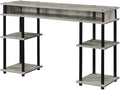 Convenience Concepts Designs2Go No Tools Desk Home Office Desk with Shelves, Corner Shelf Vanity Desk Computer Desk Nail Table for Nail Tech - 47.25" L x 15.75" W x 30" H, Faux Birch/Black