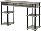 Convenience Concepts Designs2Go No Tools Desk Home Office Desk with Shelves, Corner Shelf Vanity Desk Computer Desk Nail Table for Nail Tech - 47.25" L x 15.75" W x 30" H, Faux Birch/Black