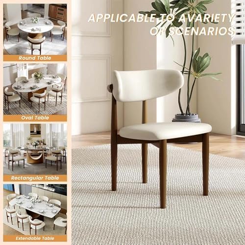 POVISON Modern Dining Room Chairs Set of 6, Armless Cotton Linen Dining Chair...
