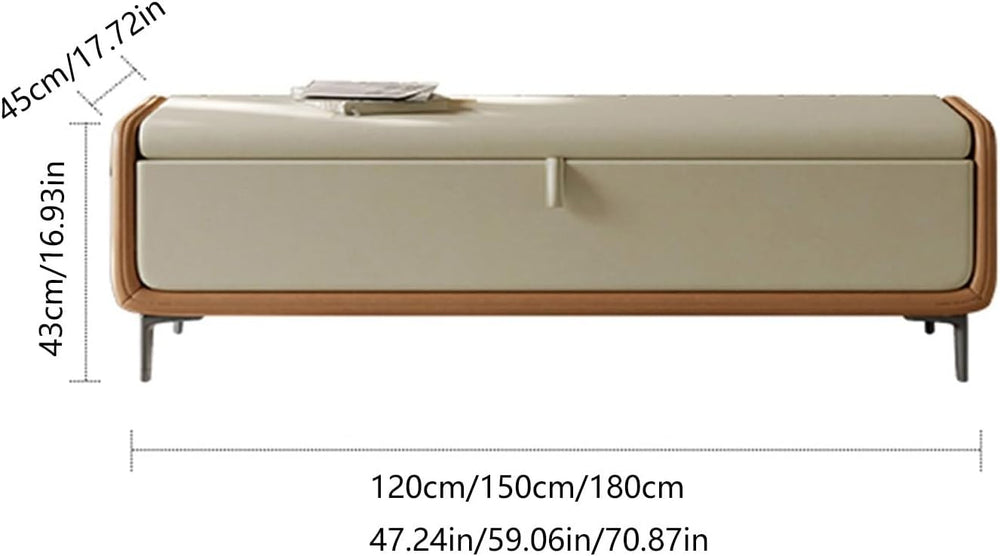Modern Modern Faux Leather Storage Ottoman Bench with Metal Base,Upholstered ...
