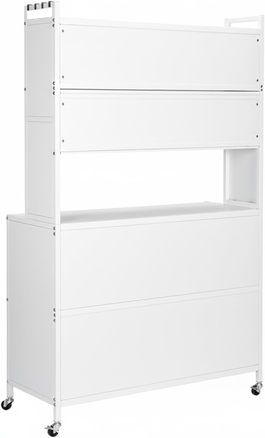 Kitchen Pantry Storage Cabinet with Shelf, Multi-Layer Metal Pantry Cabinet o...
