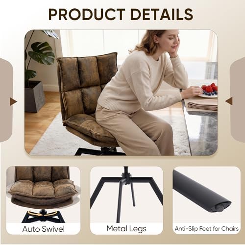 KEEZY Swivel Dining Chairs Set of 4, 360°AUTO Swivel Cat Scratch Resistant Fa...