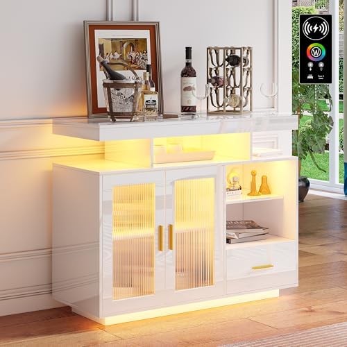 WOOVIVS 39.4" Sideboard Buffet Bar Cabinet with Storage,White