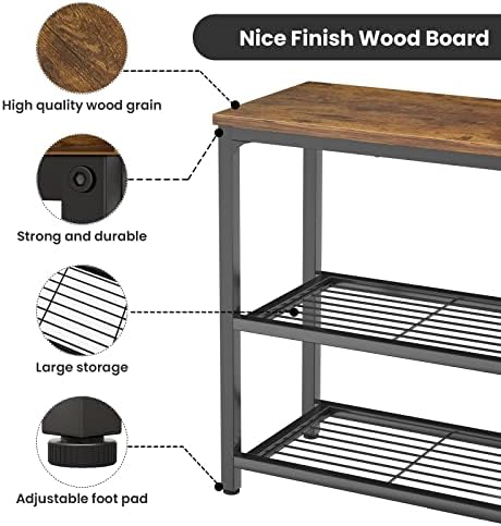 Ecoprsio Small Console Table, Sofa Table with Double Mesh Shelves, Industrial...